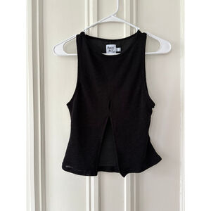 Princess Polly women's black slit/open front tank top Size S Black